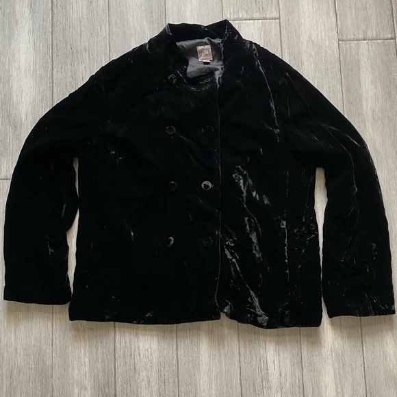 J. Jill Jackets & Blazers - J. Jill 1X petite women’s black velvet silk blend jacket coat